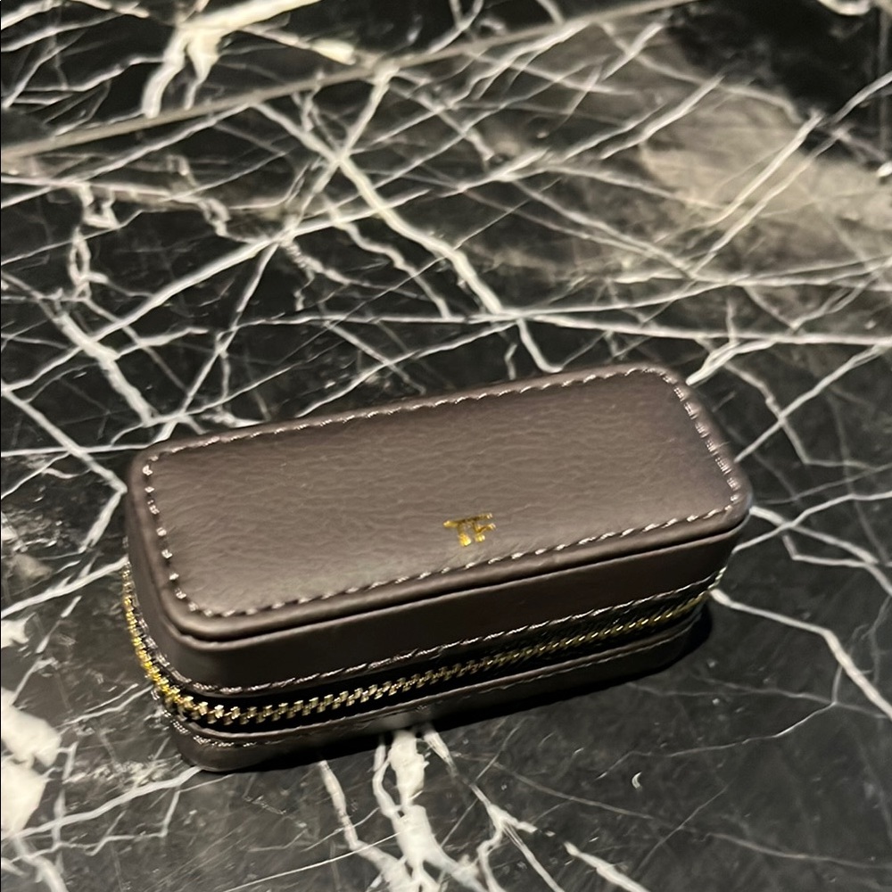 Tom form lipstick case Brown Leather Zippered box new in box!